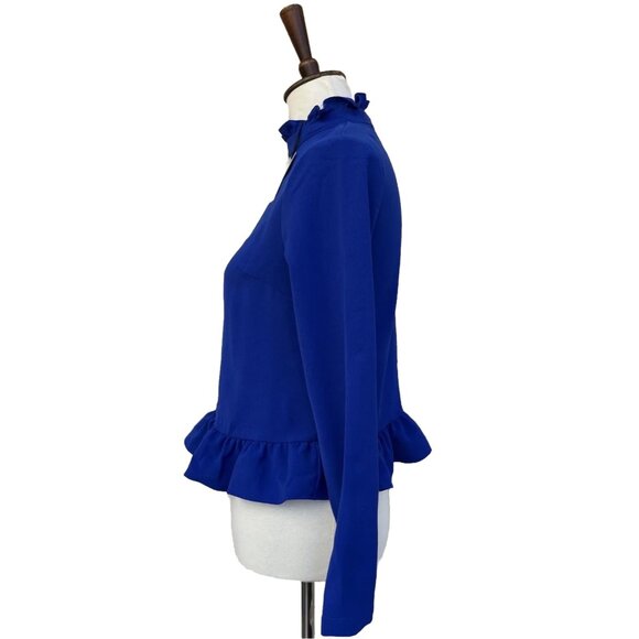 Code X Mode Women’s Blue Ruffle High Neck Top Size XS Polyester NWOT - Picture 6 of 12
